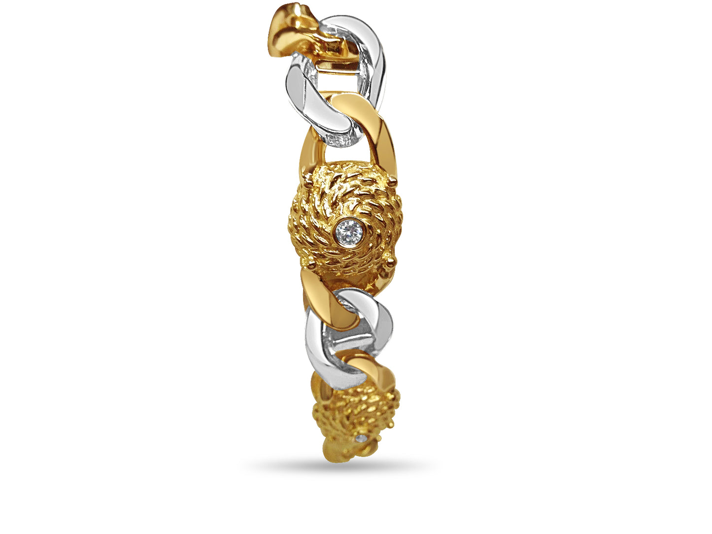 Handmade Solid Gold Diamond Mariner Bracelet , 17mm