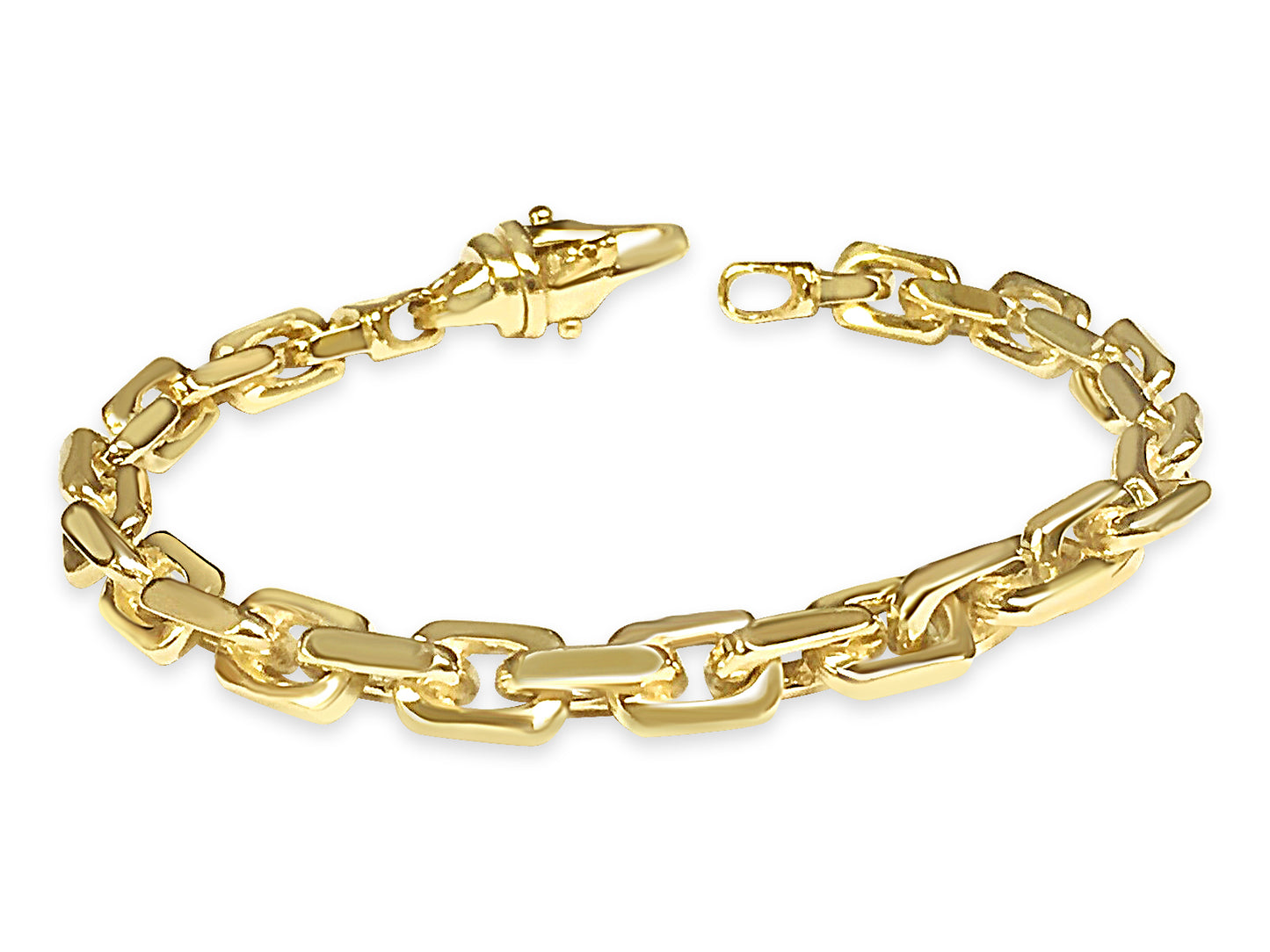 Handmade Solid Gold Fancy Rolo Bracelet , 7mm