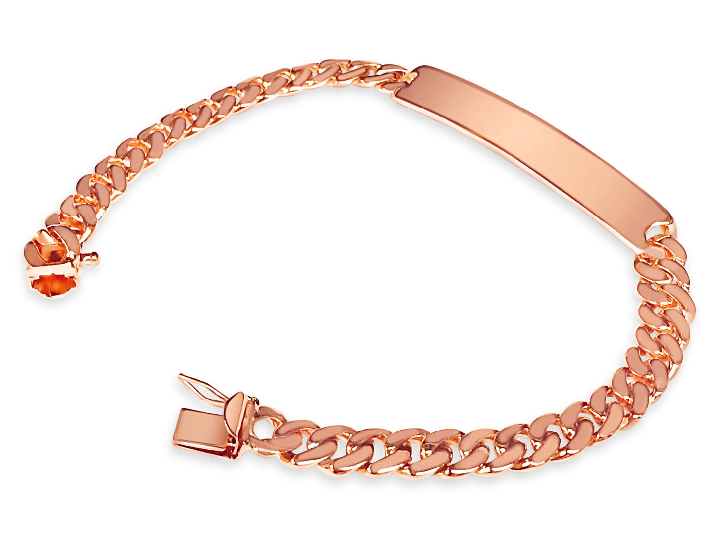 Handmade Solid Gold ID Curb Bracelet , 8mm