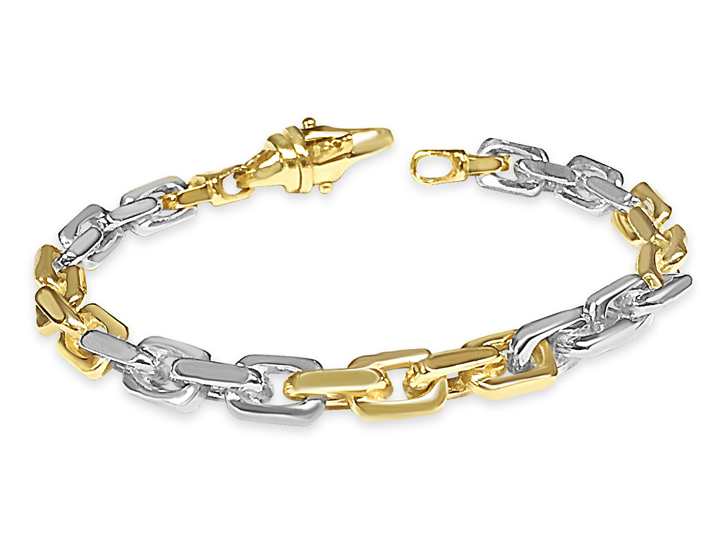 Handmade Solid Gold Fancy Rolo Bracelet , 7mm