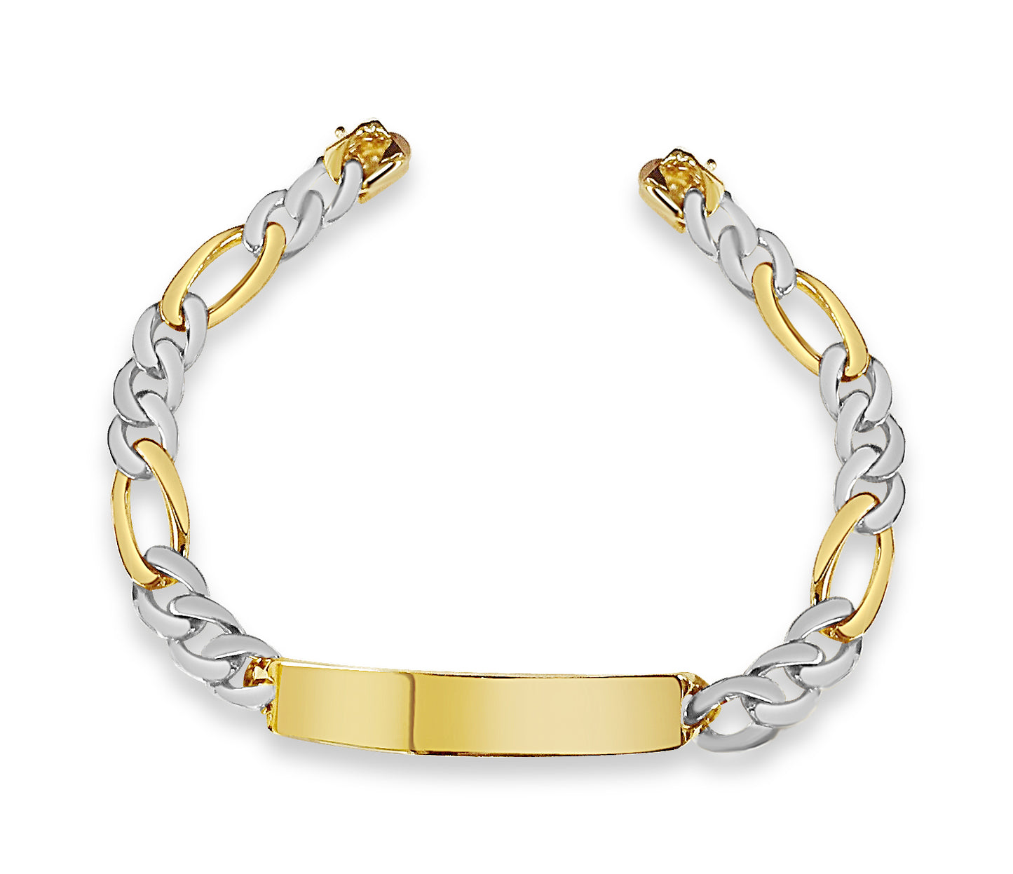 Handmade Solid Gold ID Figaro Bracelet , 9mm
