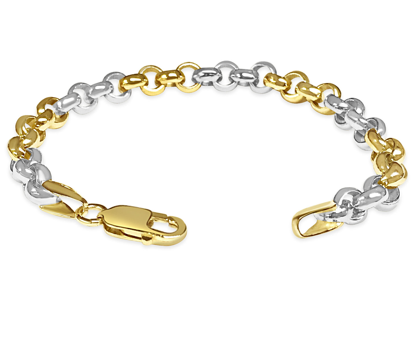 Handmade Solid Gold Fancy Rolo Bracelet , 7mm