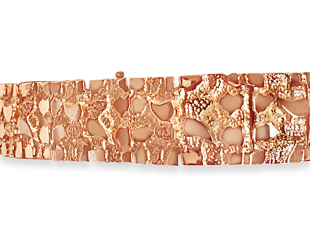 Handmade Solid Gold Nugget Bracelet , 17mm