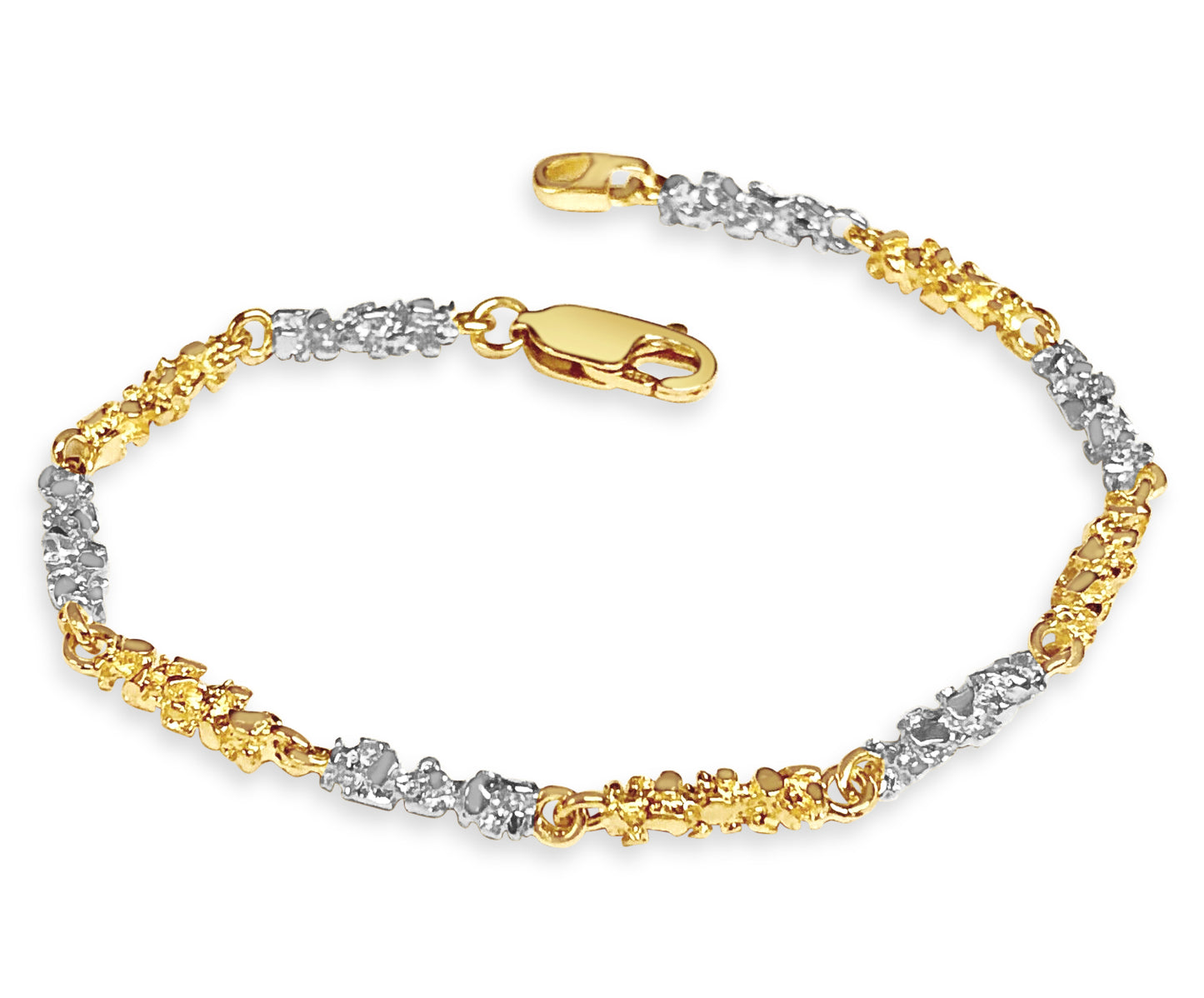 Handmade Solid Gold Nugget Bracelet , 4mm