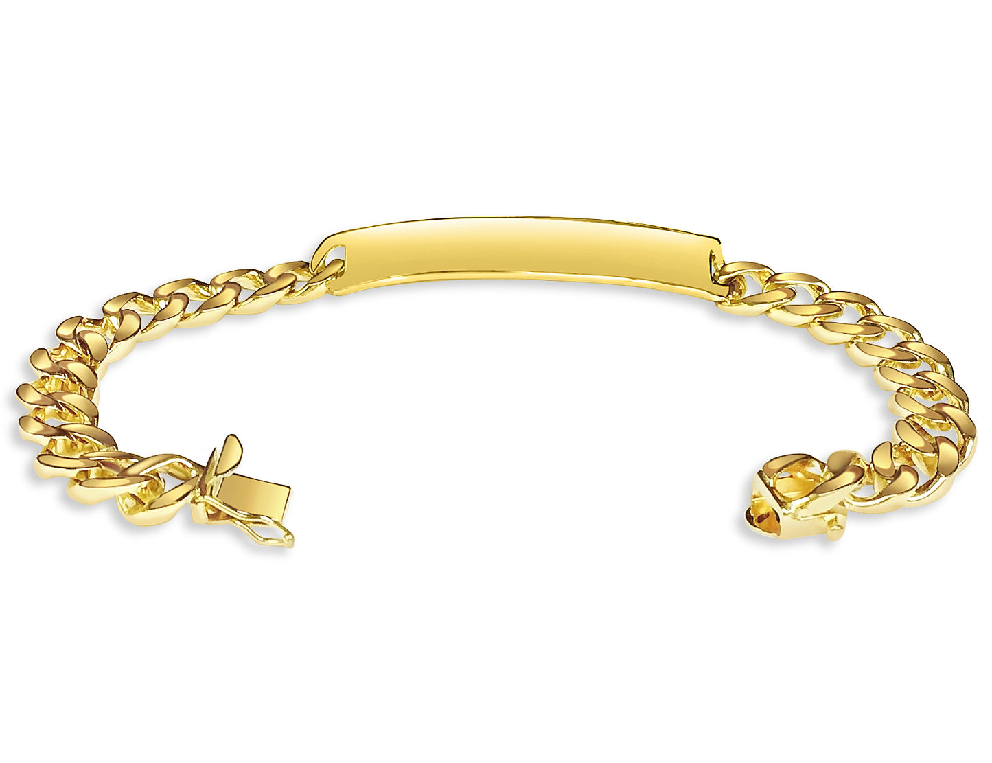 Handmade Solid Gold ID Curb Bracelet , 9mm