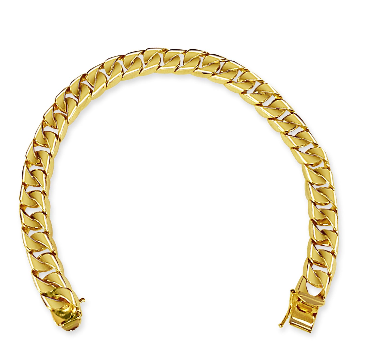Handmade Solid Gold Curb Bracelet , 9mm