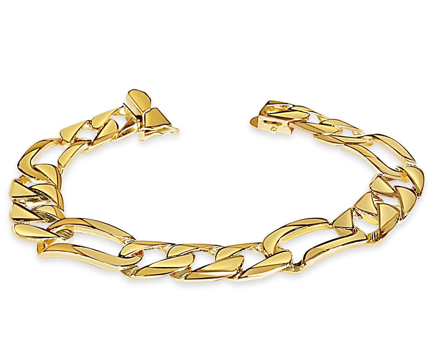 Handmade Solid Gold Figaro Bracelet , 12mm