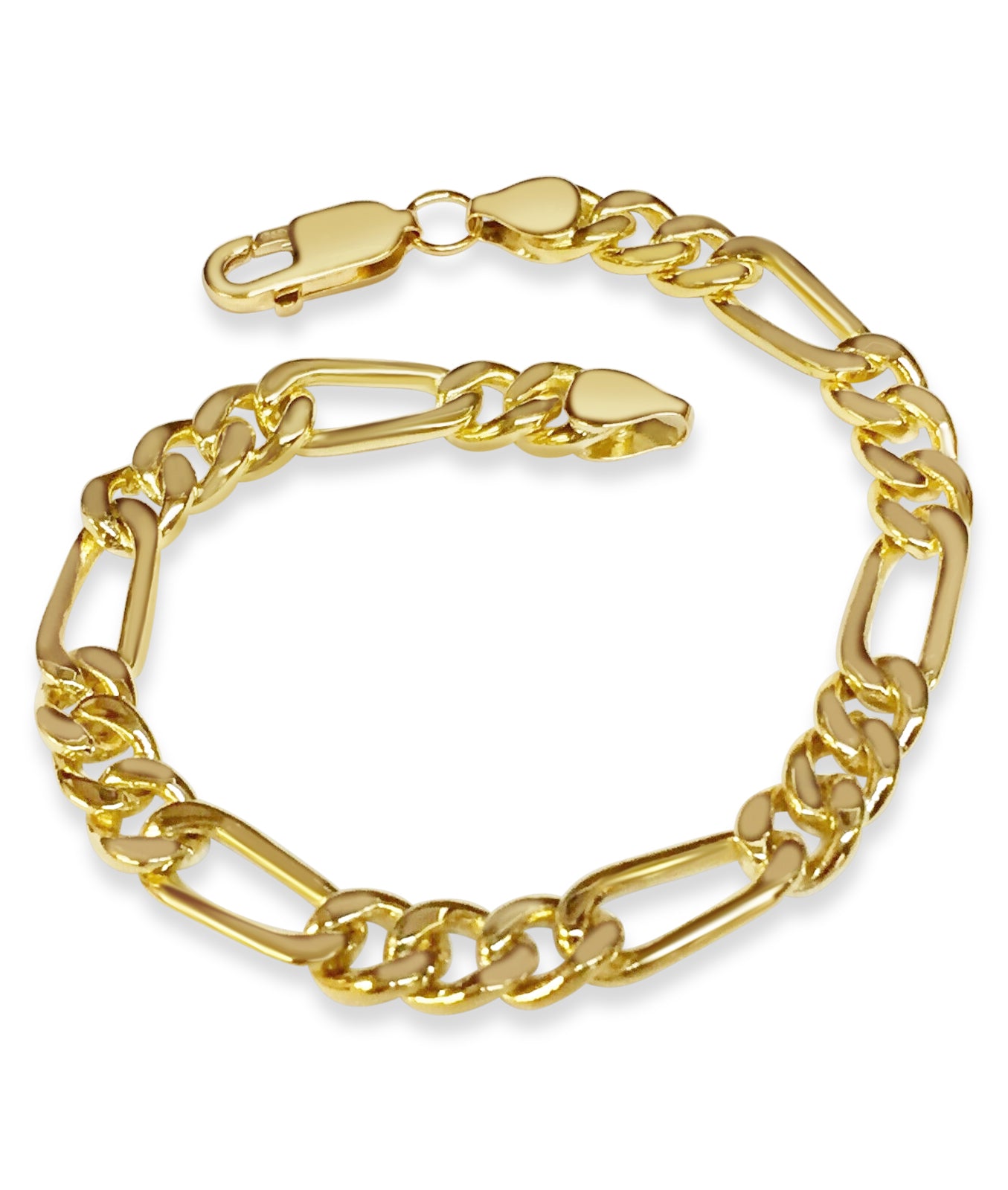 Handmade Solid Gold Figaro Bracelet , 7mm