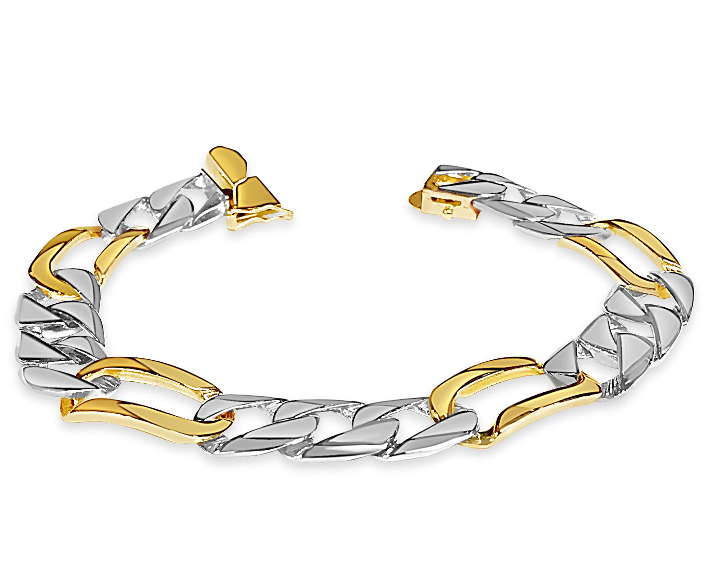 Handmade Solid Gold Figaro Bracelet , 12mm