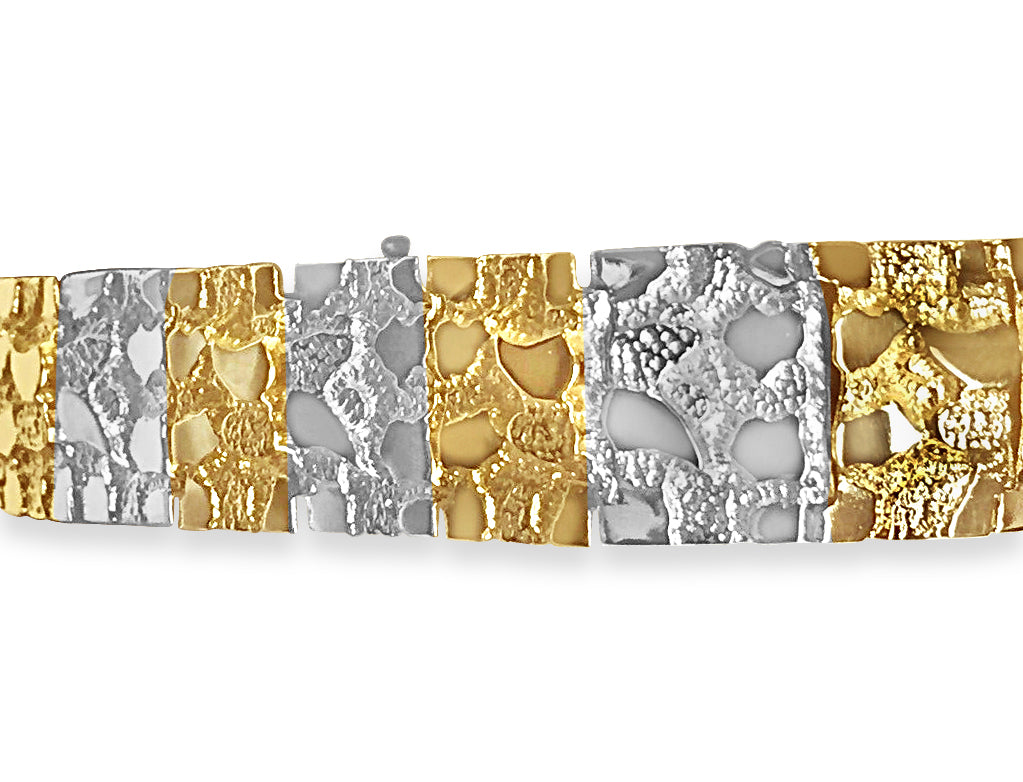 Handmade Solid Gold Nugget Bracelet , 17mm