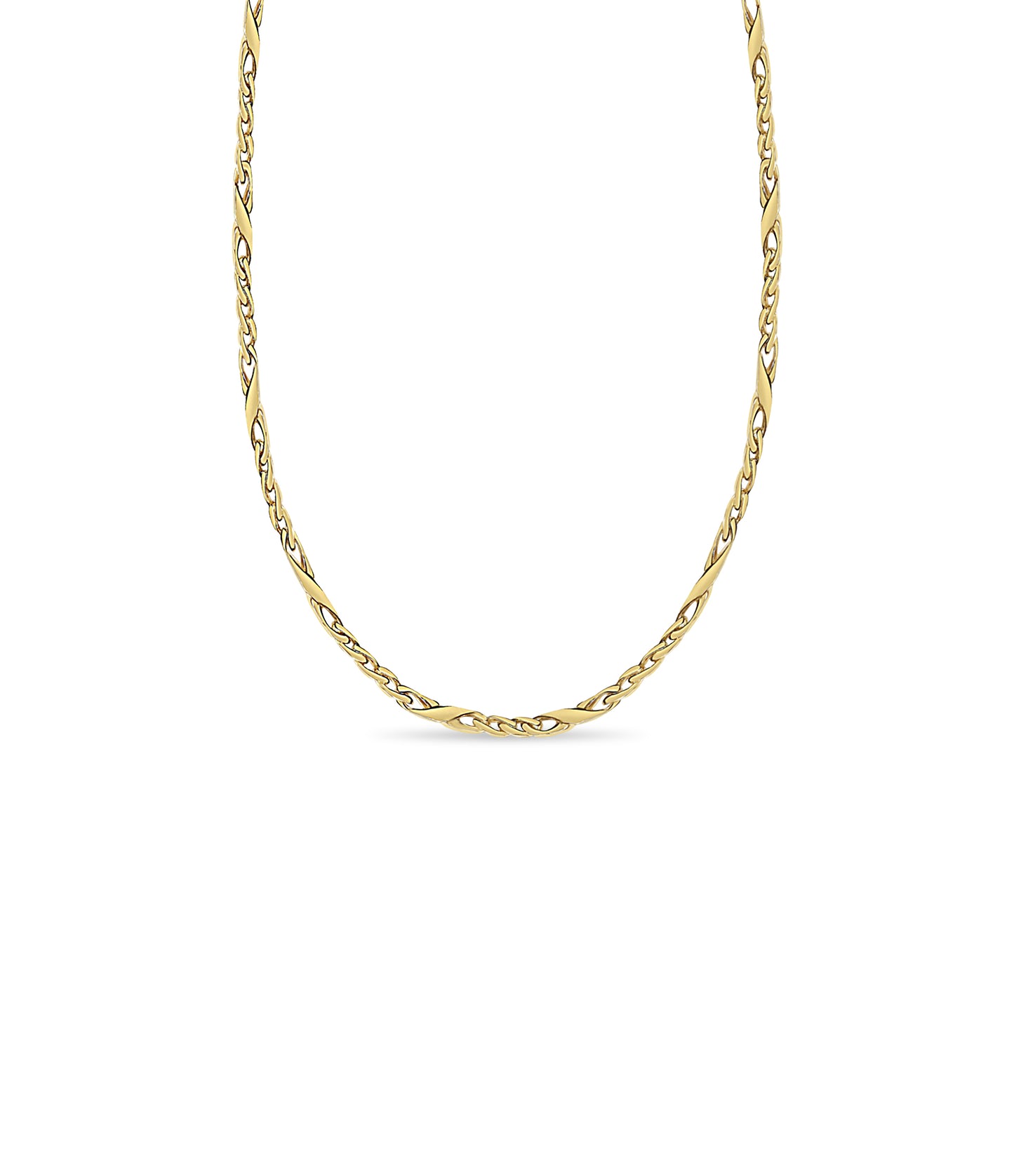 Handmade Solid Gold XO Curb Necklace , 6mm
