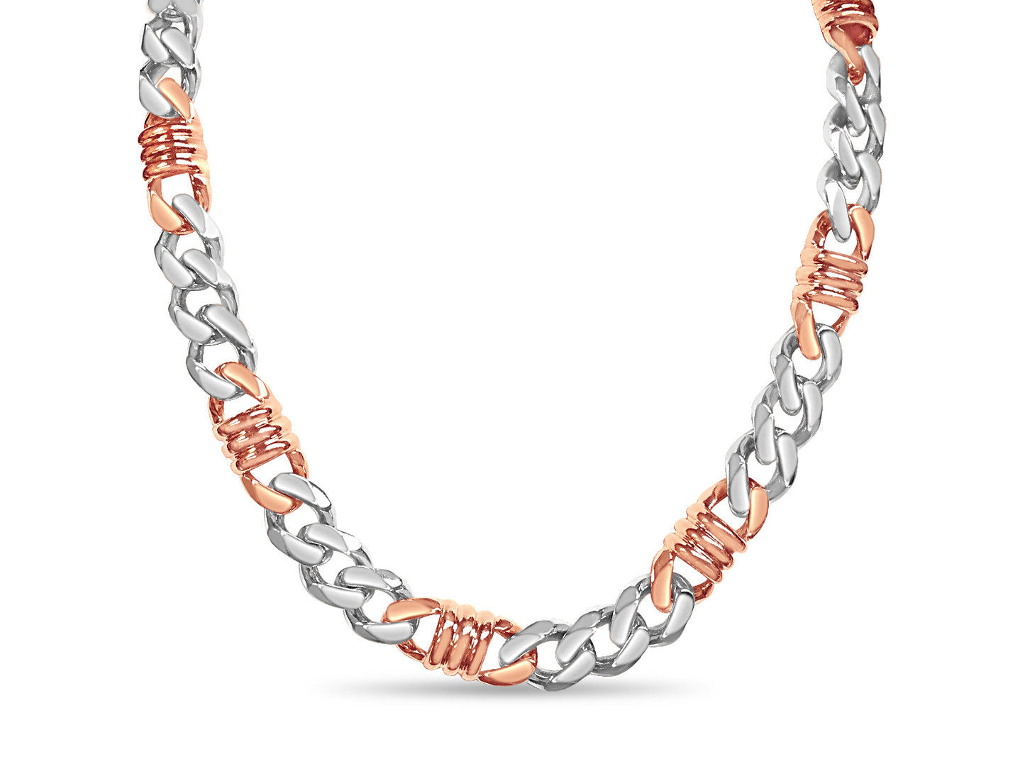 Handmade Solid Gold Curb & Bar Necklace , 11mm