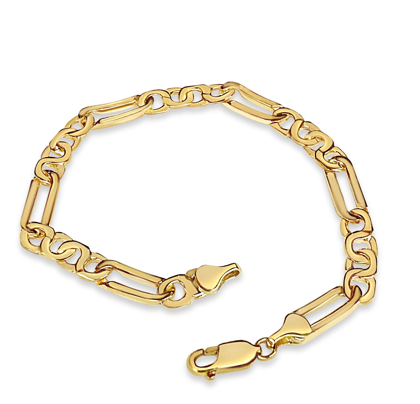 Handmade Solid Gold Figaro Infinity Bracelet , 6mm