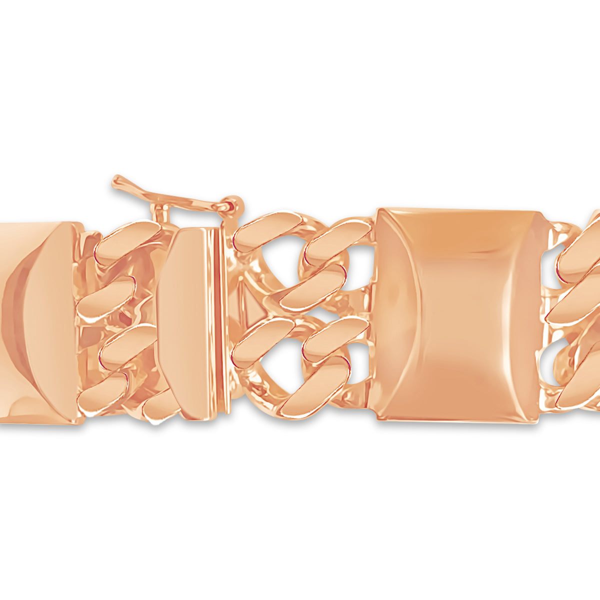 Handmade Solid Gold Curb & Bar Bracelet , 17mm