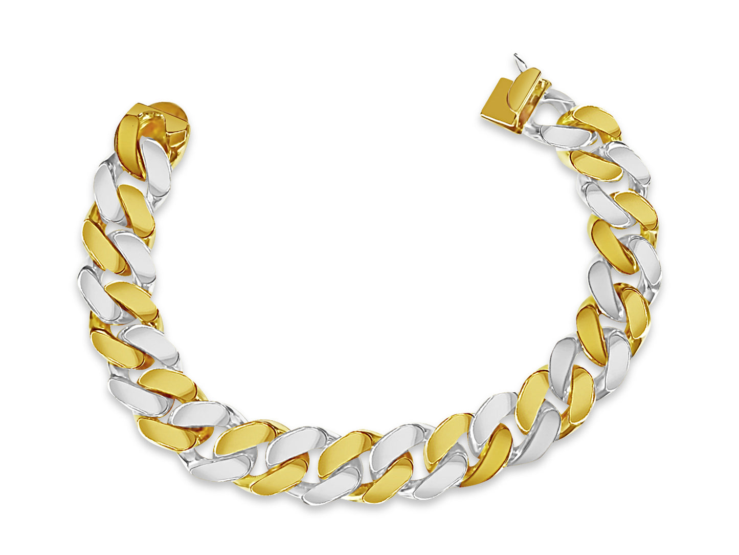 Handmade Solid Gold Curb Bracelet , 15mm