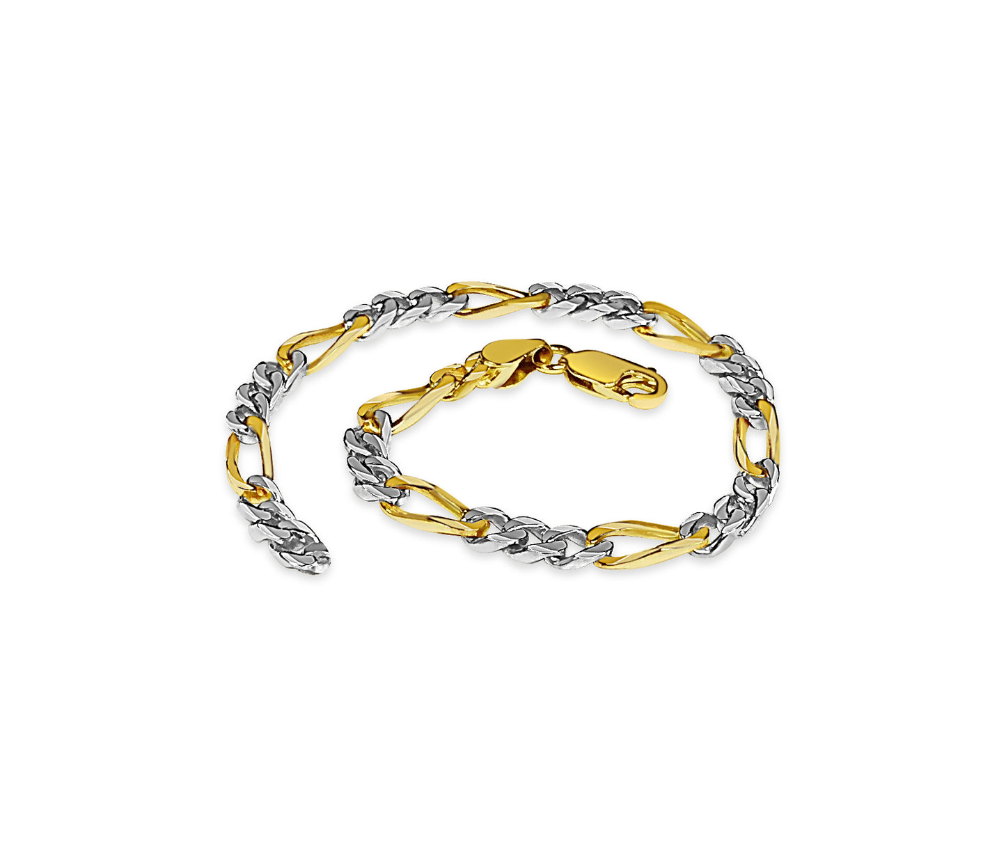 Handmade Solid Gold Figaro Bracelet , 5mm