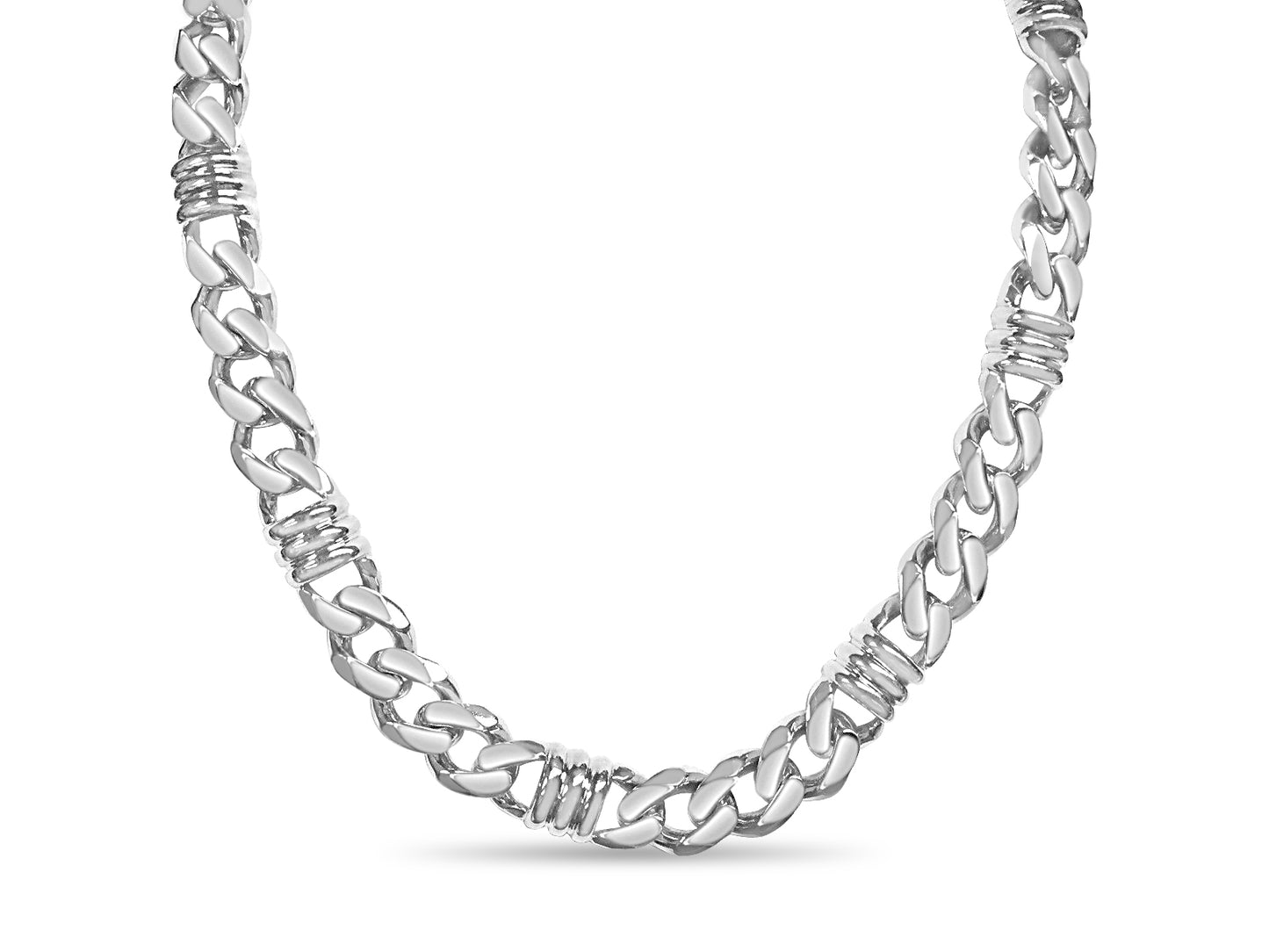 Handmade Solid Gold Curb & Bar Necklace , 11mm