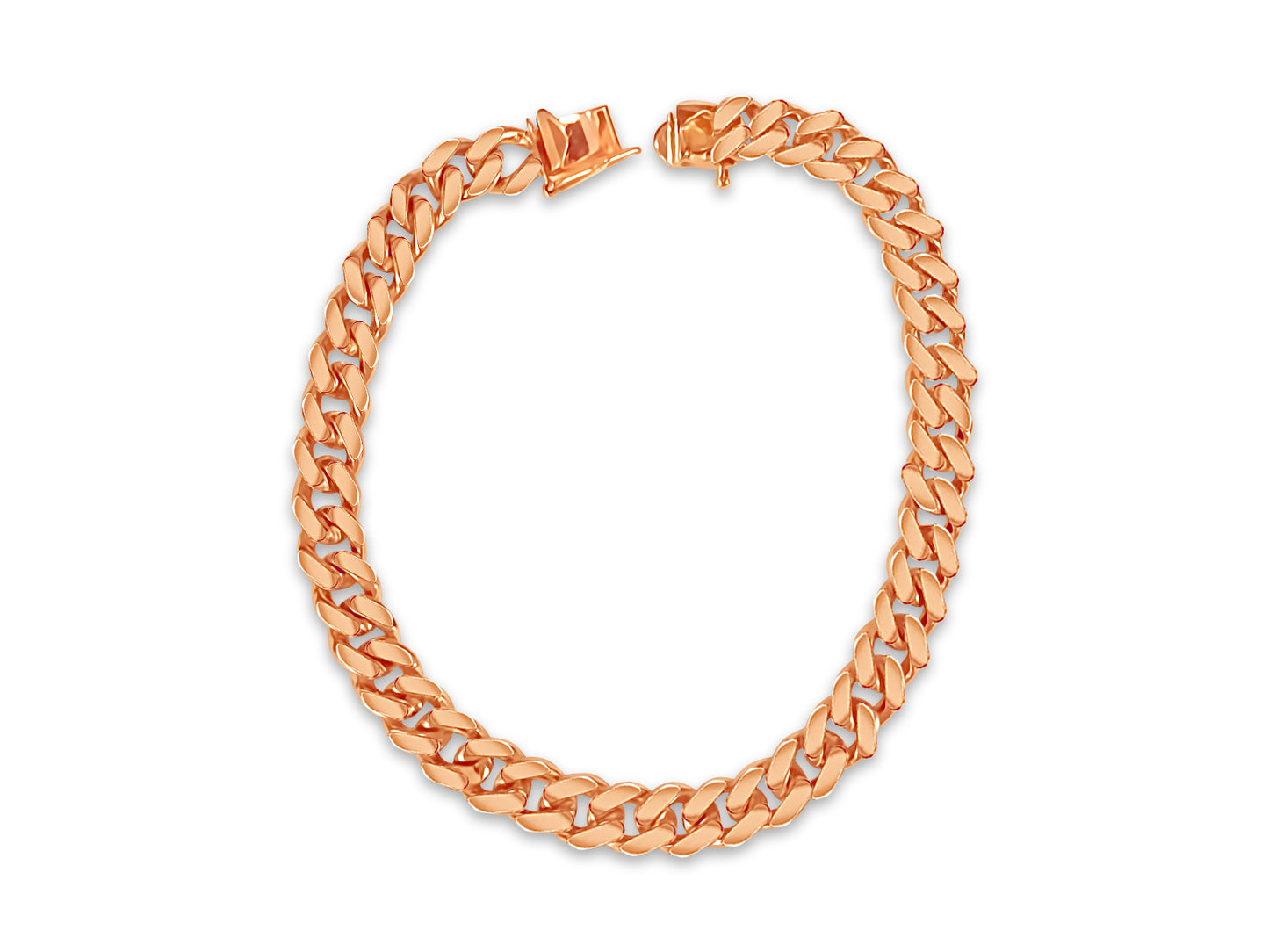 Handmade Solid Gold Curb Bracelet , 7mm