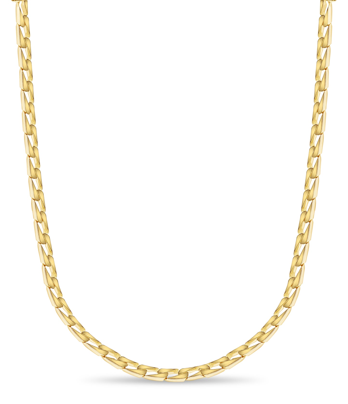 Handmade Solid Gold Curb Necklace , 9mm