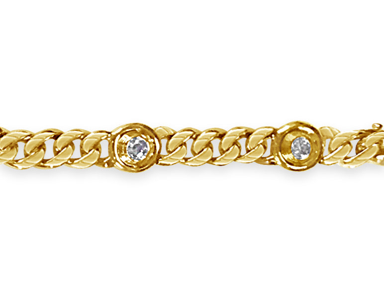 Handmade Solid Gold Curb Bracelet , 8mm