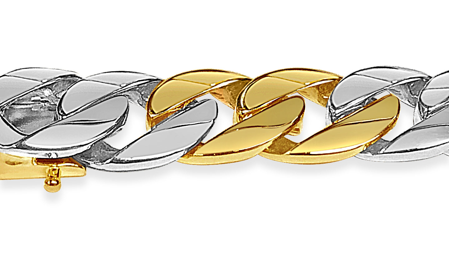 Handmade Solid Gold Curb Bracelet , 13mm