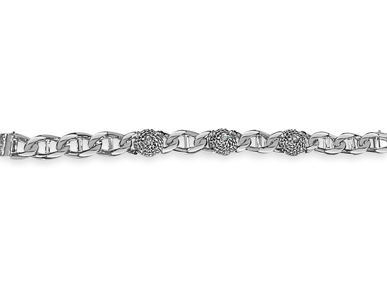 Handmade Solid Gold Diamond Mariner Bracelet , 17mm
