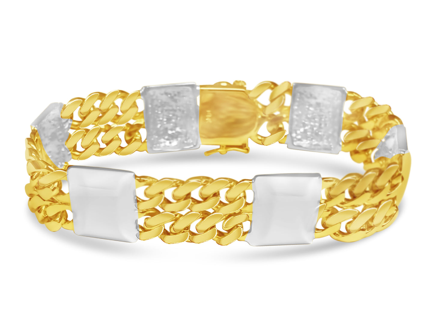 Handmade Solid Gold Curb & Bar Bracelet , 17mm