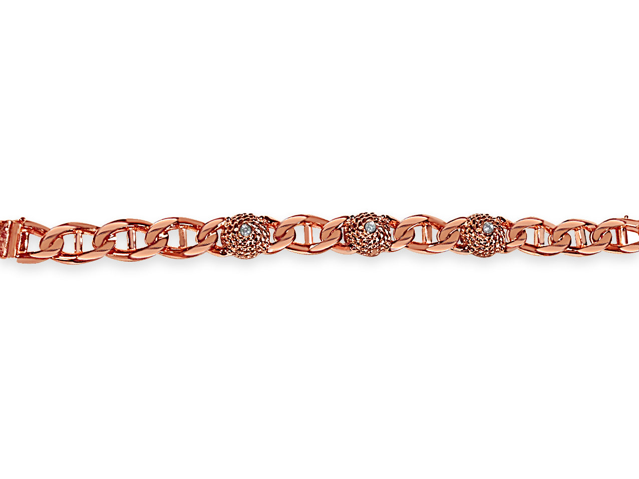 Handmade Solid Gold Diamond Mariner Bracelet , 17mm