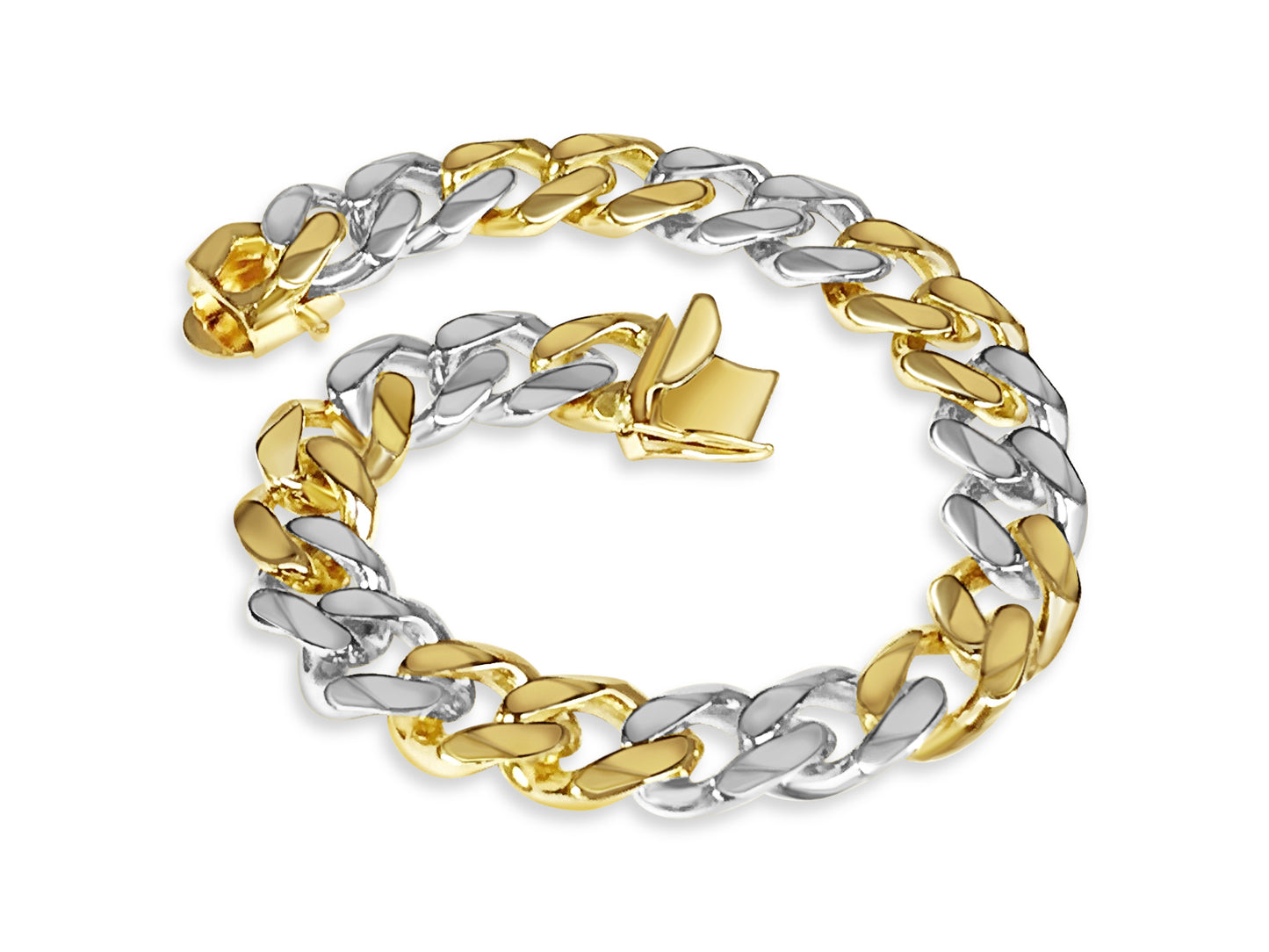 Handmade Solid Gold Curb Bracelet , 11mm