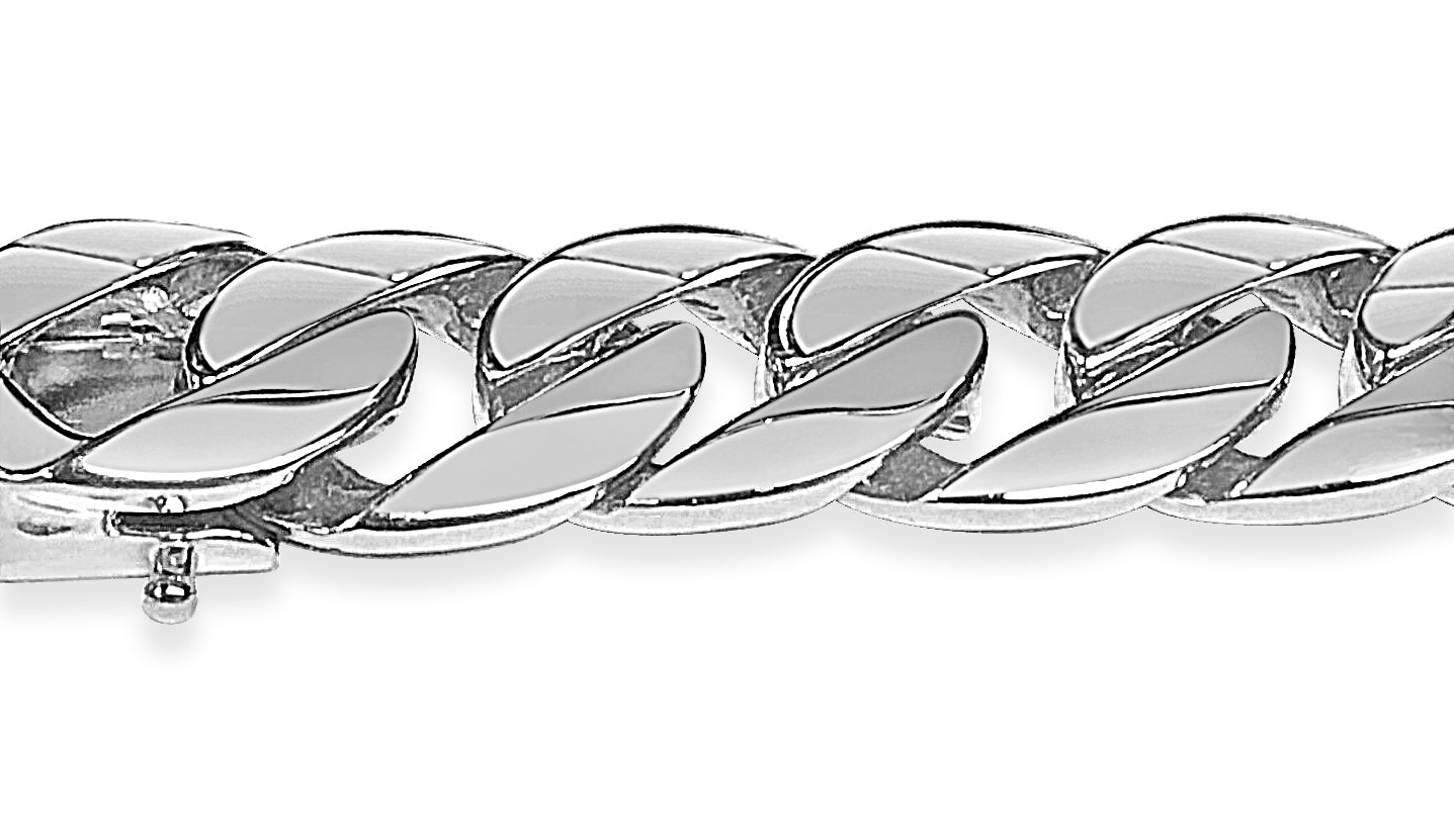Handmade Solid Gold Curb Bracelet , 13mm