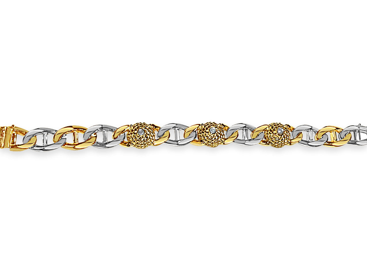 Handmade Solid Gold Diamond Mariner Bracelet , 17mm