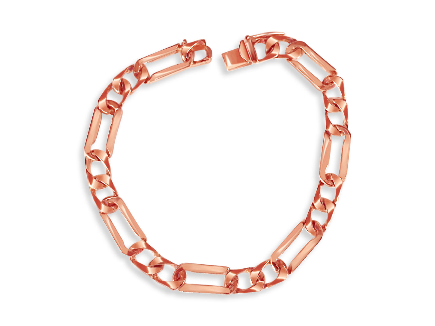 Handmade Solid Gold Figaro Bracelet , 7mm