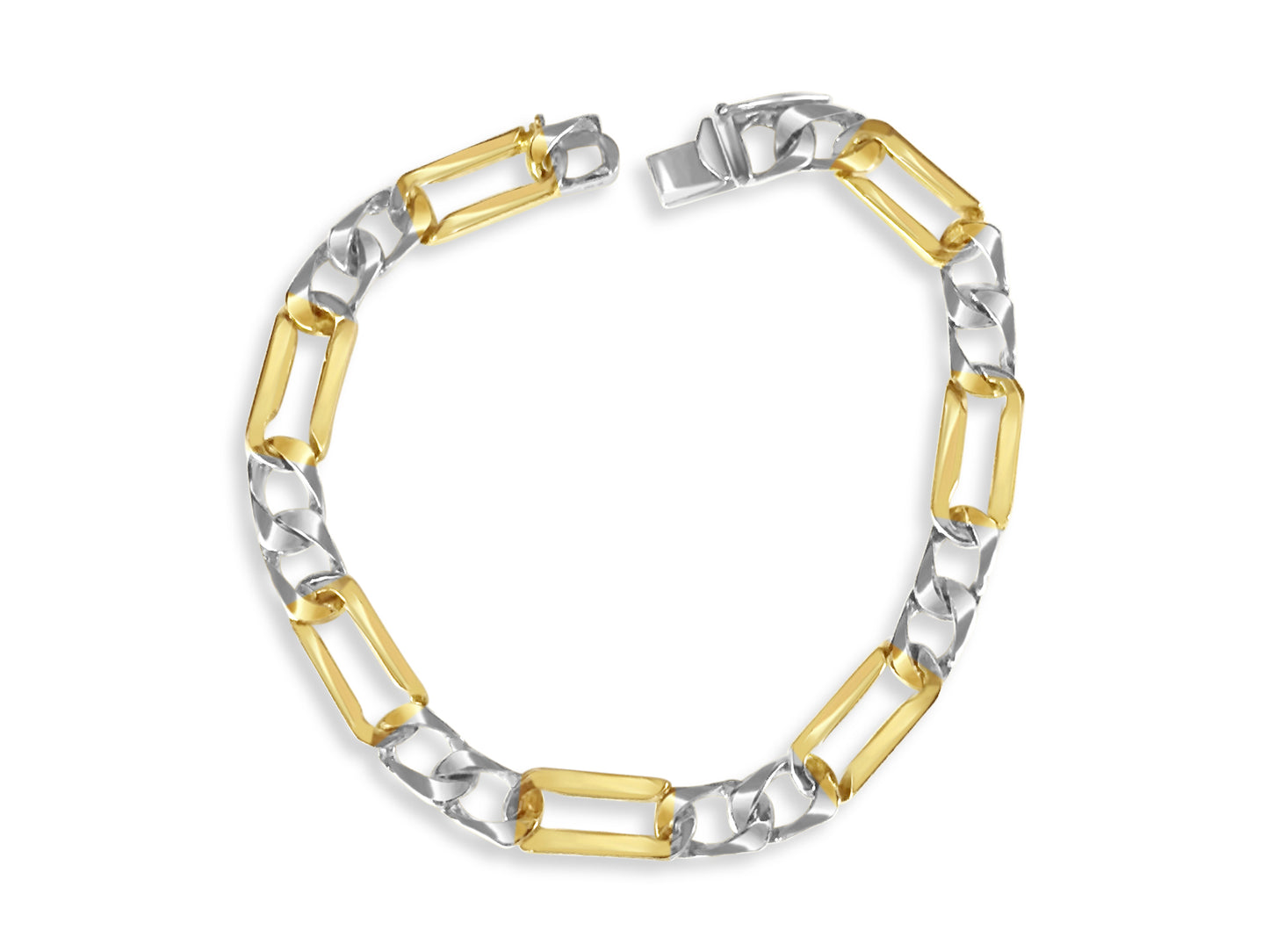 Handmade Solid Gold Figaro Bracelet , 7mm