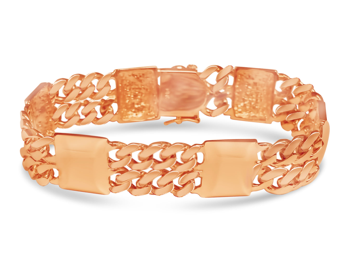 Handmade Solid Gold Curb & Bar Bracelet , 17mm