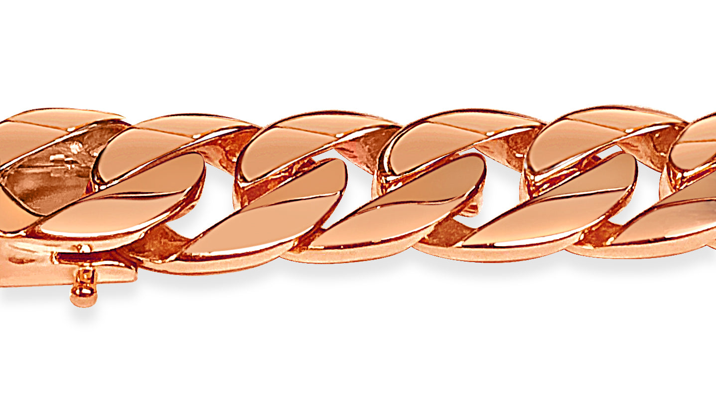 Handmade Solid Gold Curb Bracelet , 13mm