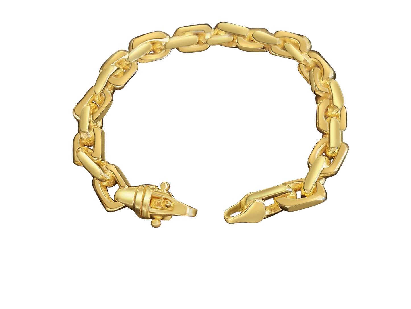 Handmade Solid Gold Fancy Rolo Bracelet , 8mm