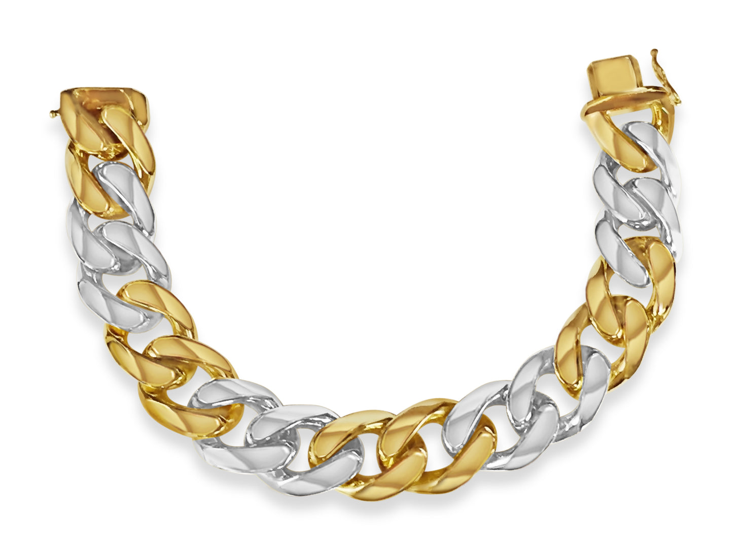 Handmade Solid Gold Curb Bracelet , 17mm