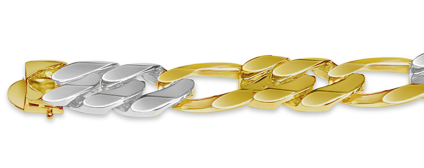 Handmade Solid Gold Figaro Bracelet , 16mm