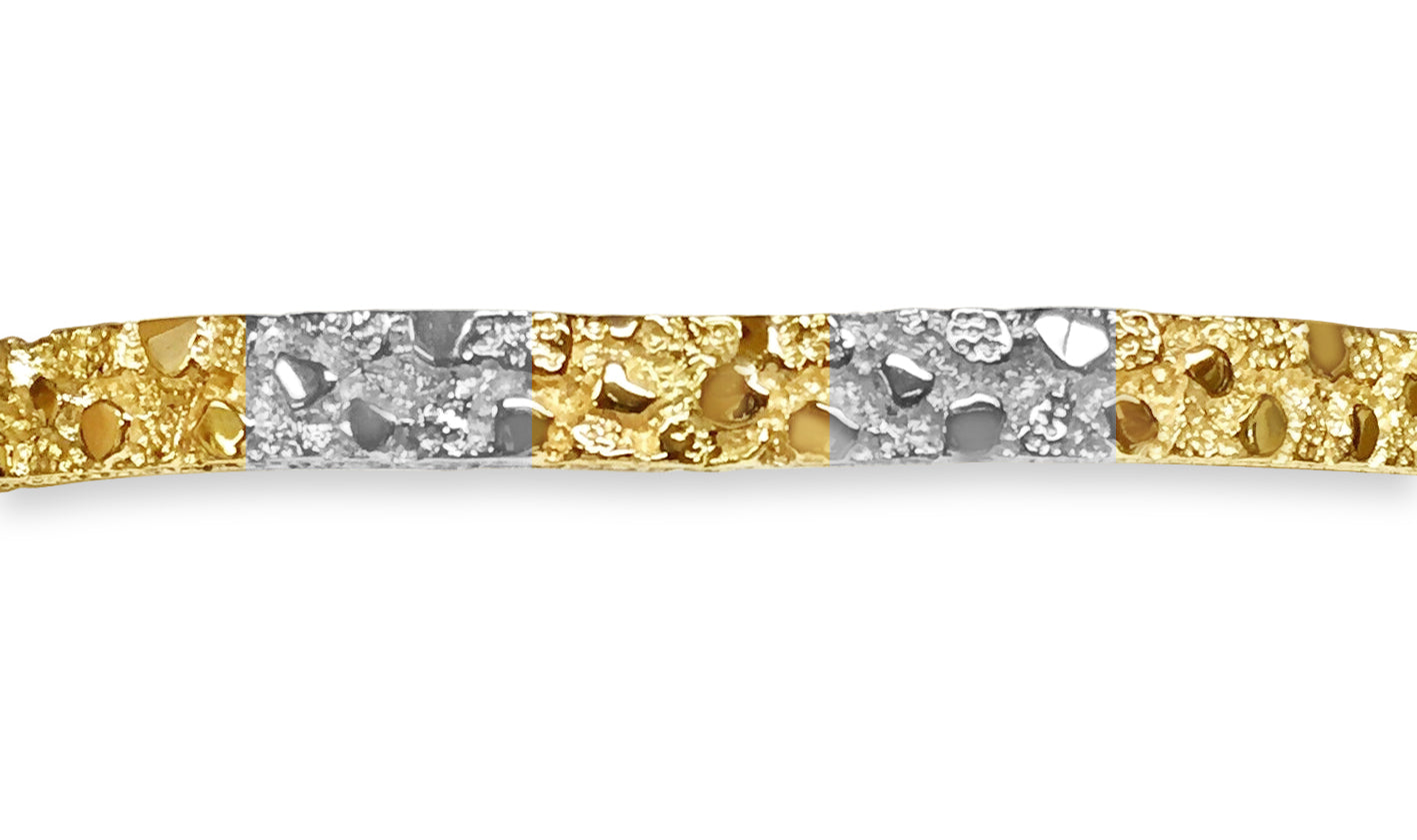 Handmade Solid Gold Nugget Bangle Bracelet , 7mm
