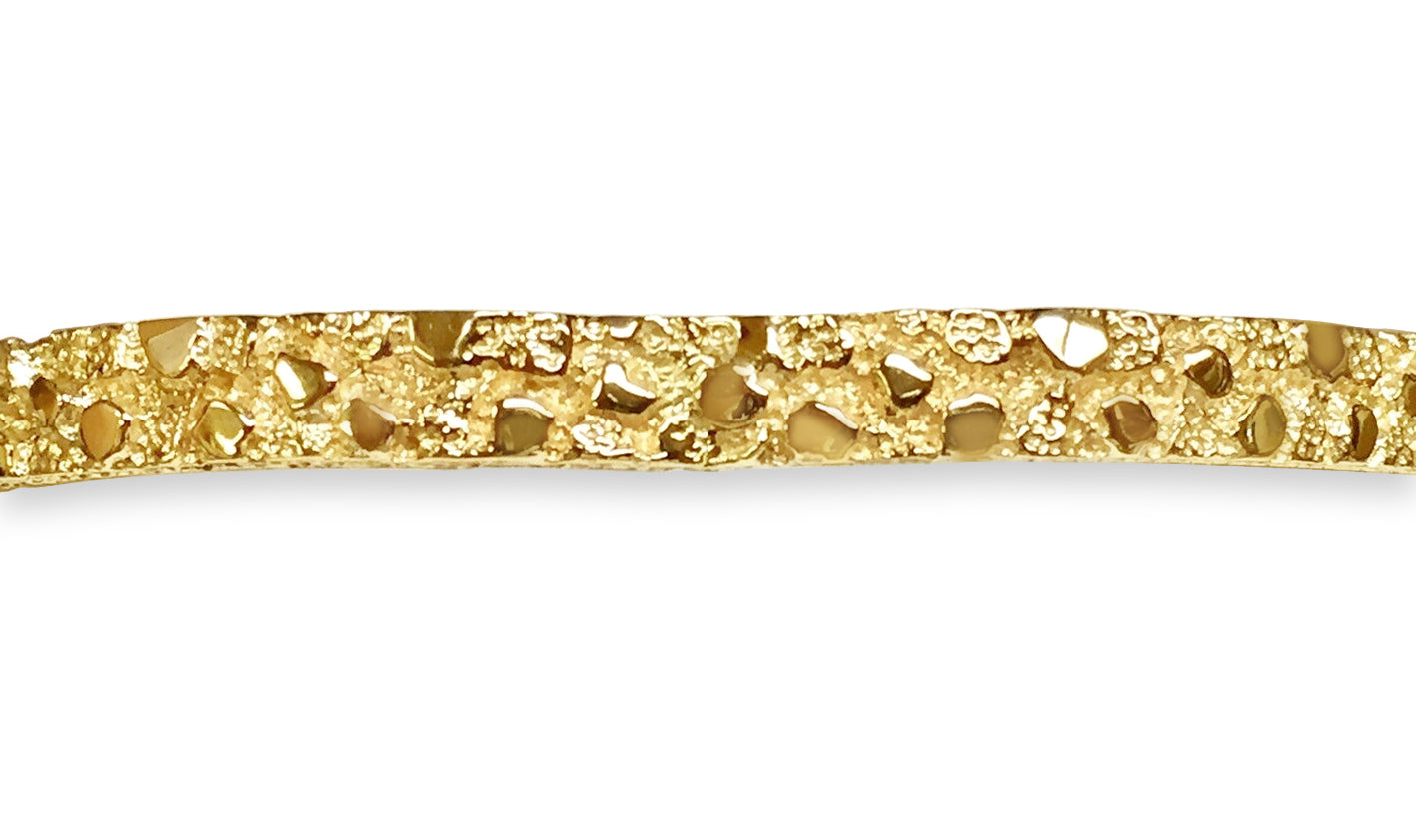 Handmade Solid Gold Nugget Bangle Bracelet , 7mm