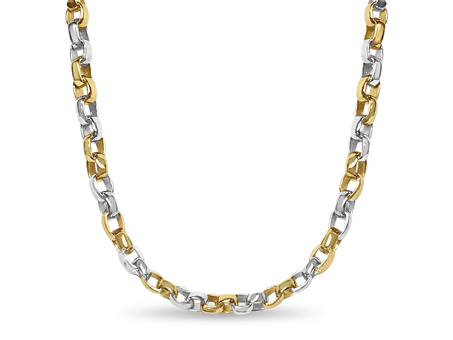Handmade Solid Gold Oval Rolo Necklace , 6mm