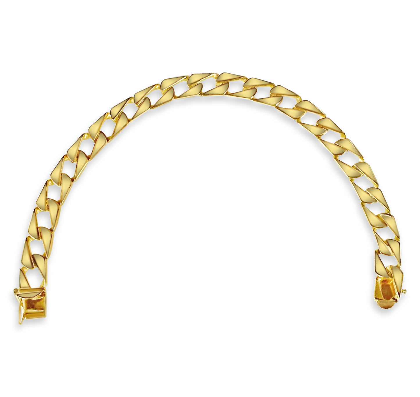 Handmade Solid Gold Curb Bracelet , 9mm