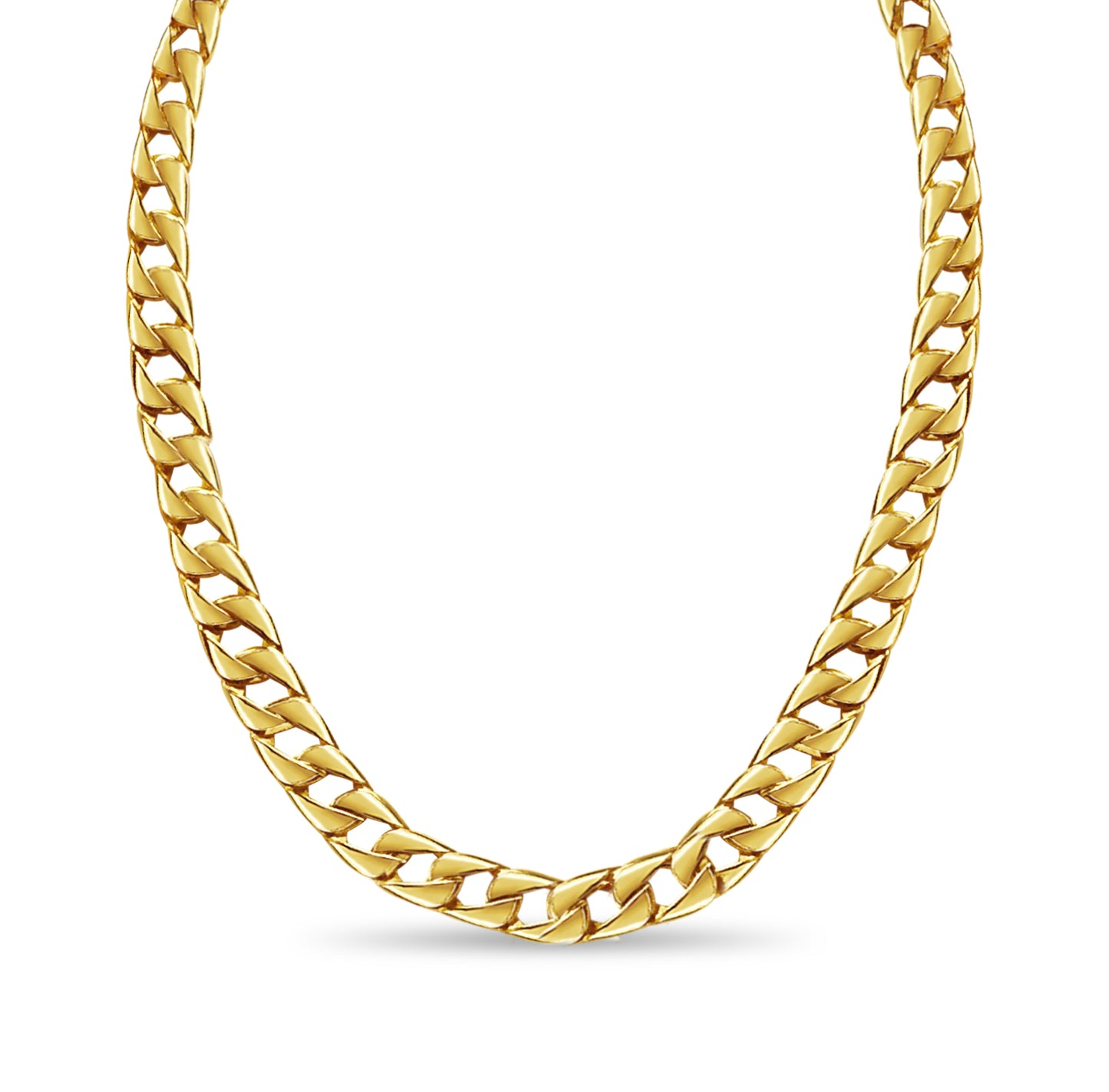 Handmade Solid Gold Curb Necklace , 9mm