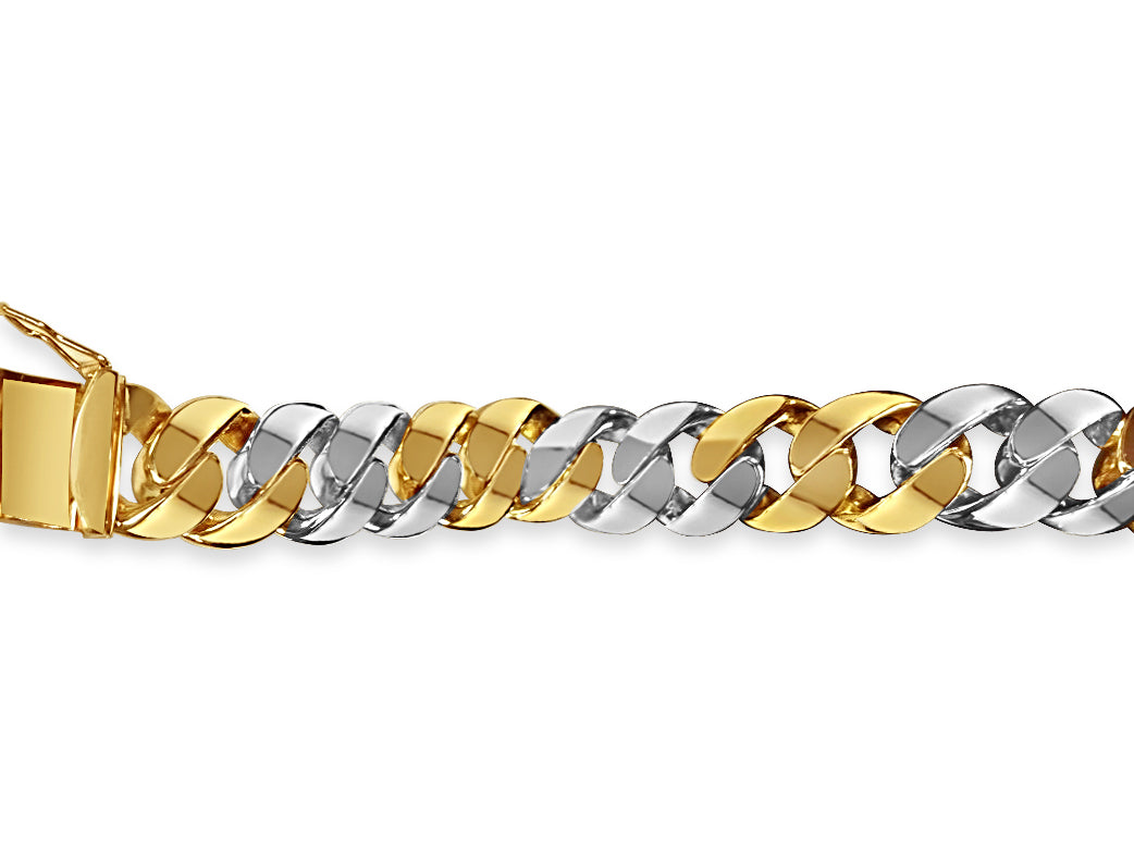 Handmade Solid Gold Curb Bracelet , 15mm