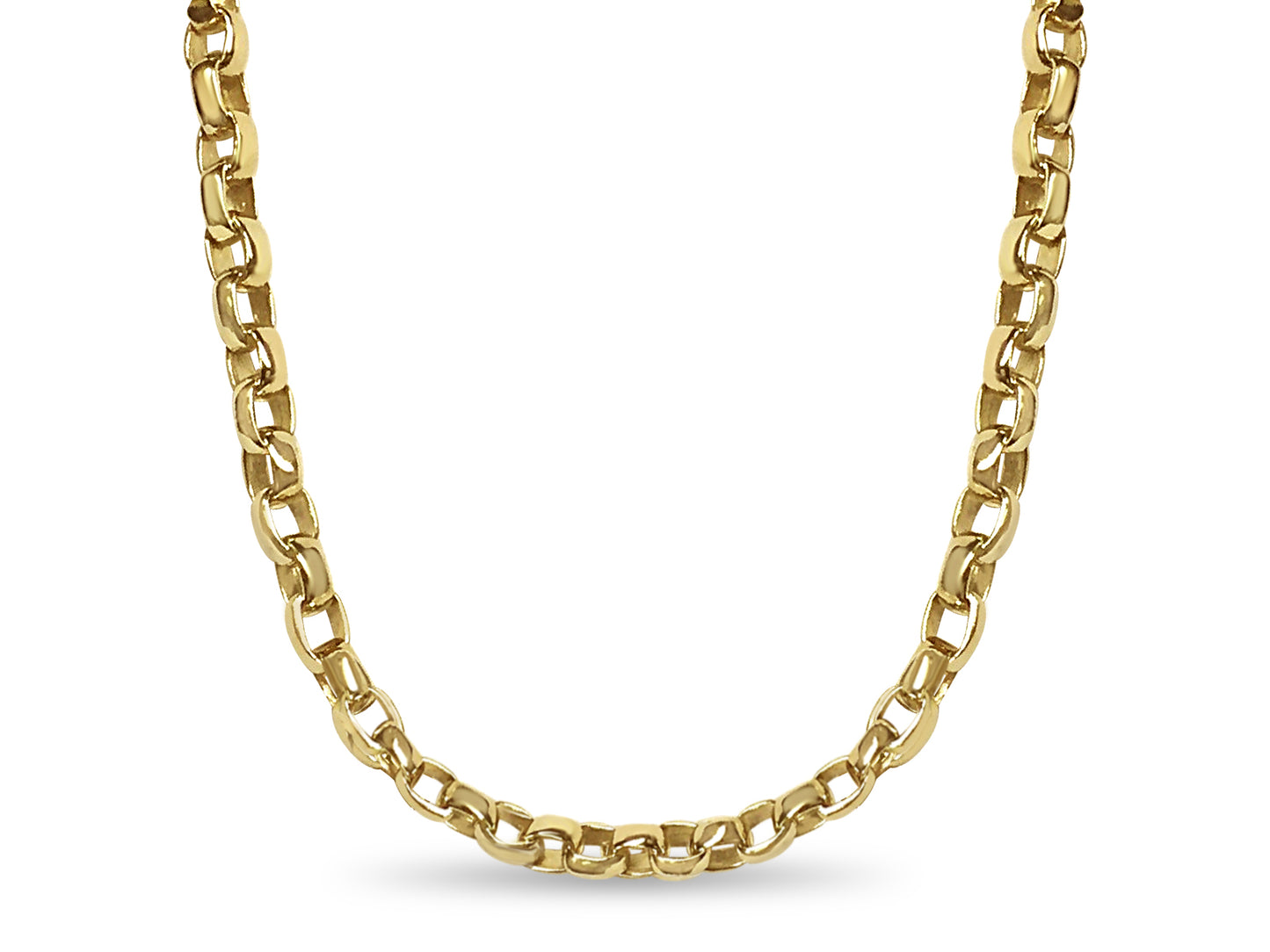 Handmade Solid Gold Oval Rolo Necklace , 6mm