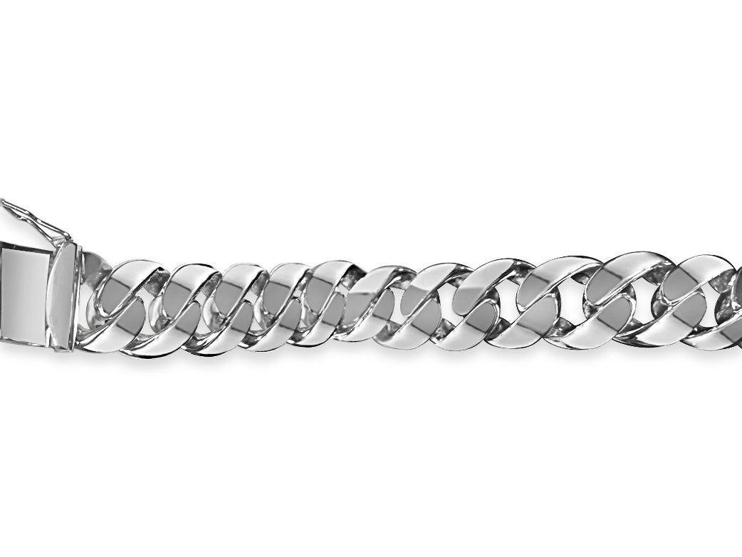 Handmade Solid Gold Curb Bracelet , 15mm