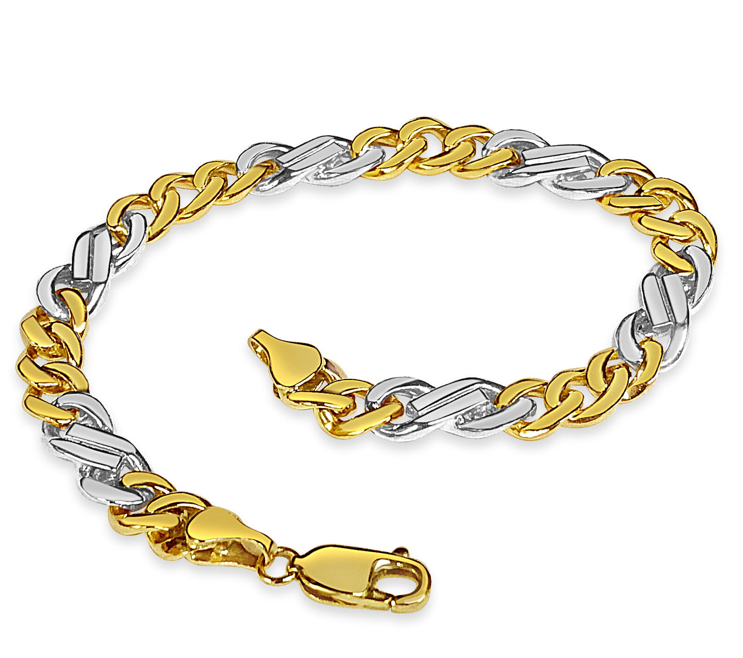 Handmade Solid Gold Curb Bracelet , 7mm