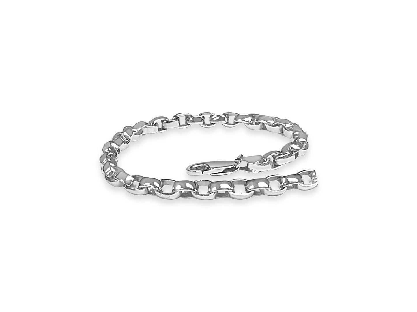 Handmade Solid Gold Oval Rolo Bracelet , 6mm