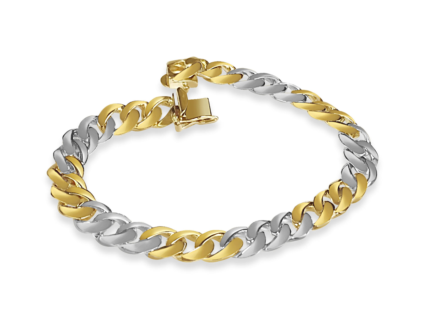 Handmade Solid Gold Curb Bracelet , 9mm