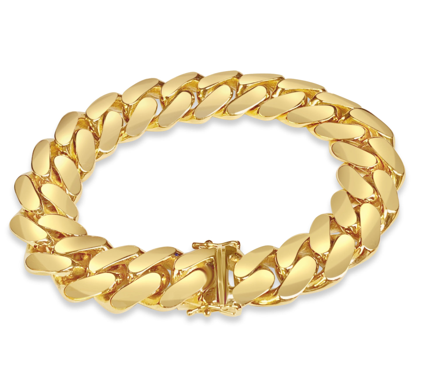 Handmade Solid Gold Miami Cuban Bracelet , 16mm